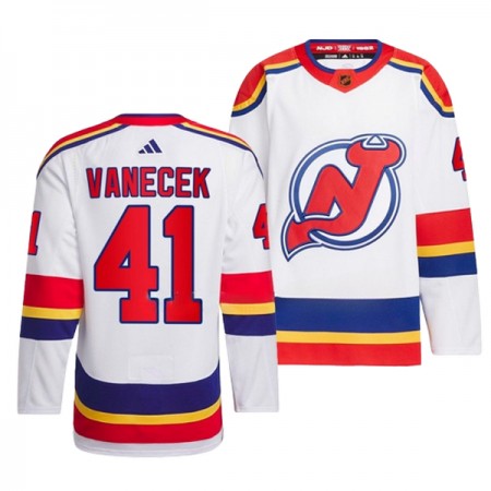 New Jersey Devils tröja Vitek Vanecek 41 Adidas 2022-23 Vit Reverse Retro 2.0 Authentic - NHL Tröjor Herr
